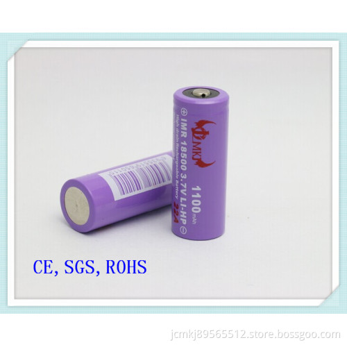 Jcmkj Lithium Cylindrical Battery 18500-1100mAh, 22A, 15-20c Discharge, High Cap, E-Cigarette Battery, Power Bank, Audio Battery, Battery, Li Ion Battery